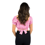 Short Sleeve Floral Wrap Crop Top - Denny's