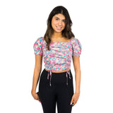 Short Sleeve Floral Rouched Front Top - Denny's