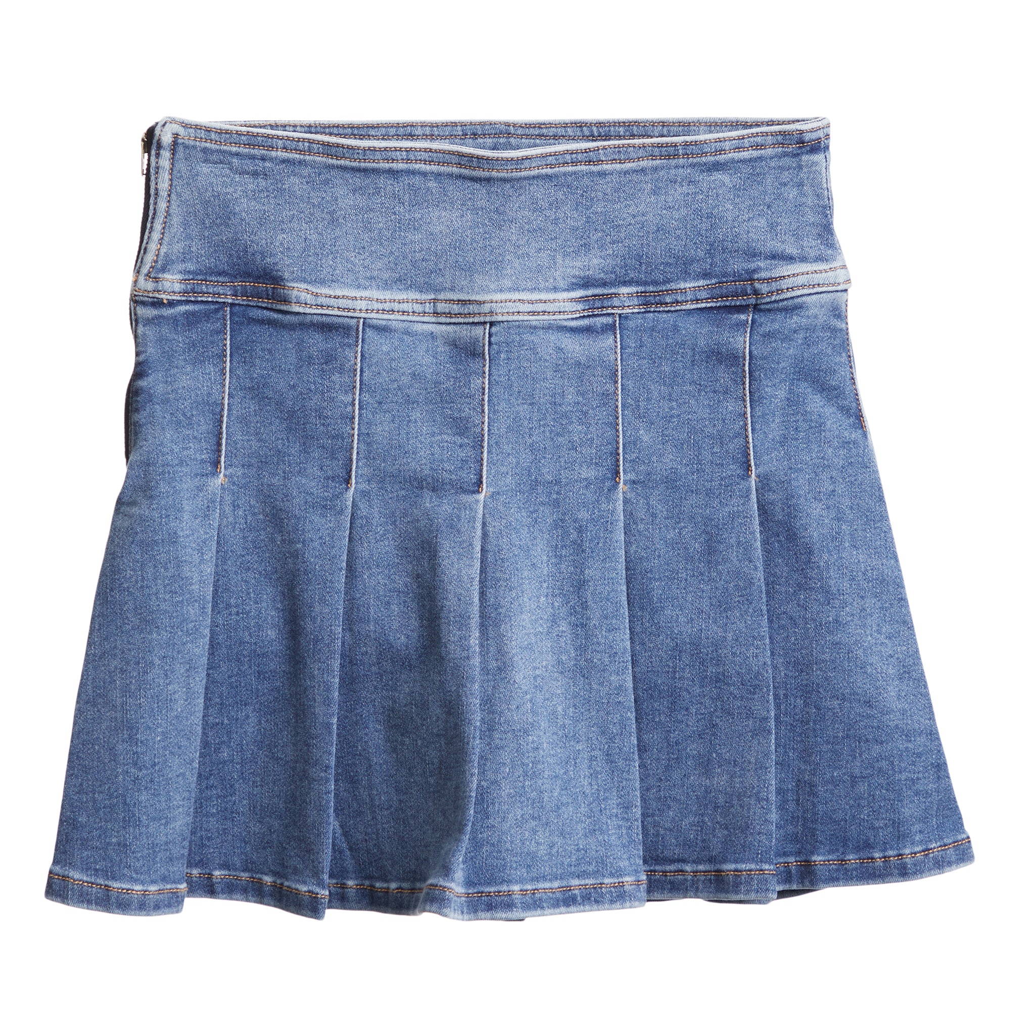 Pleated Stretch Denim Skirt - Denny's