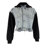 Cropped Denim Jacket with Hood - Denny's