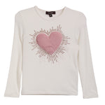 Pink Snow Faux Fur Heart Top - Denny's