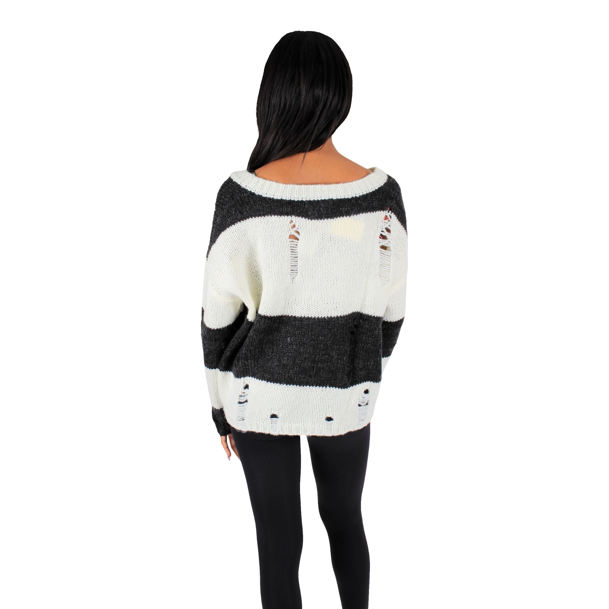 Stripe V-Neck Sweater - Denny's