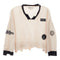 V Neck Patch Chenille Sweater - Denny's