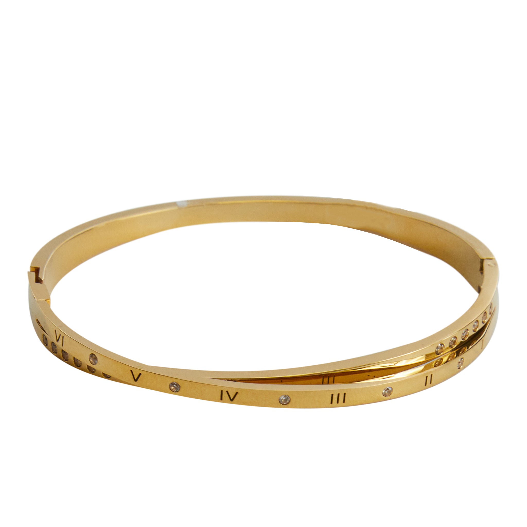 Criss Cross Cubic Zirconia Hinged Bracelet - Denny's