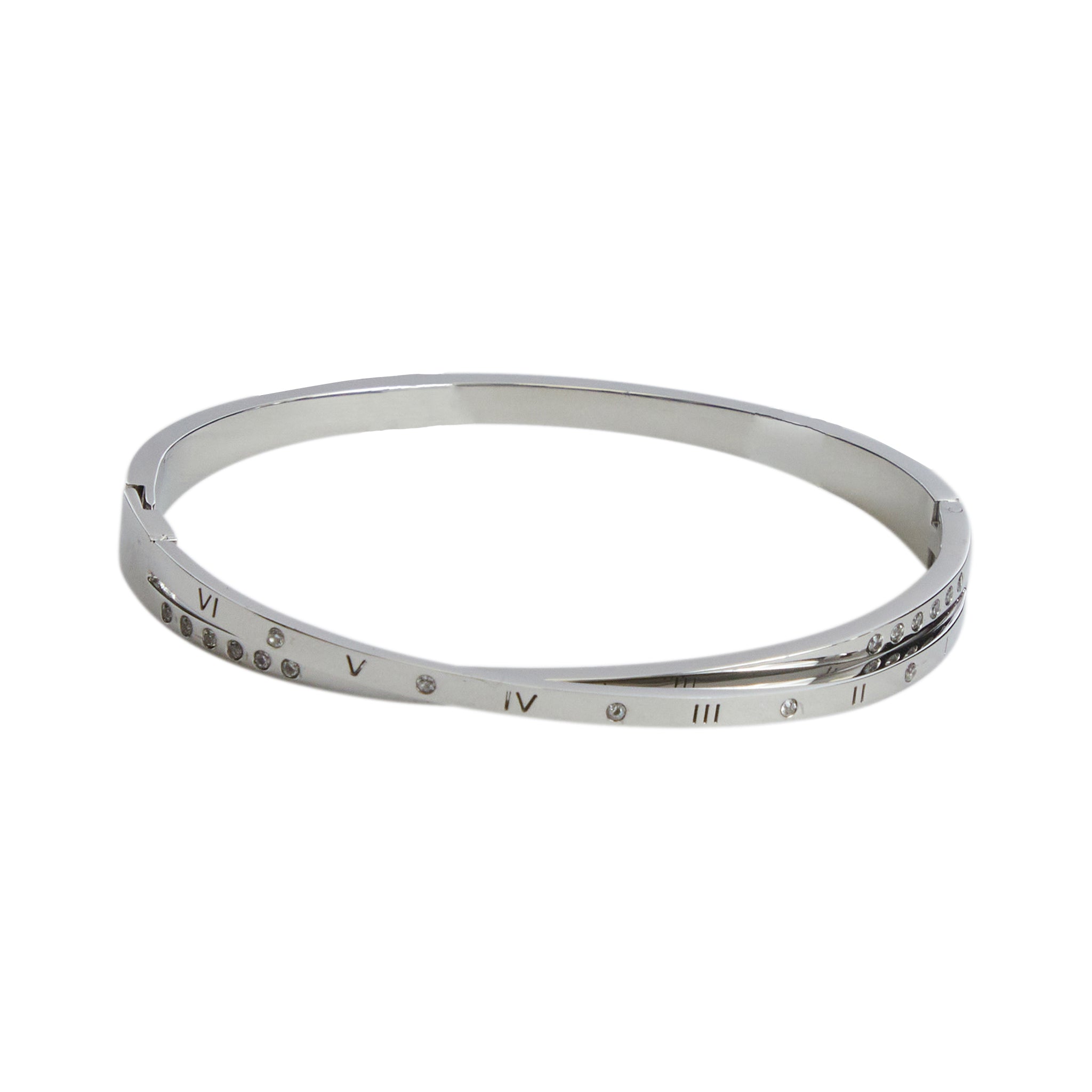 Criss Cross Cubic Zirconia Hinged Bracelet - Denny's