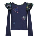 Heart Ruffle Shoulder Top - Denny's