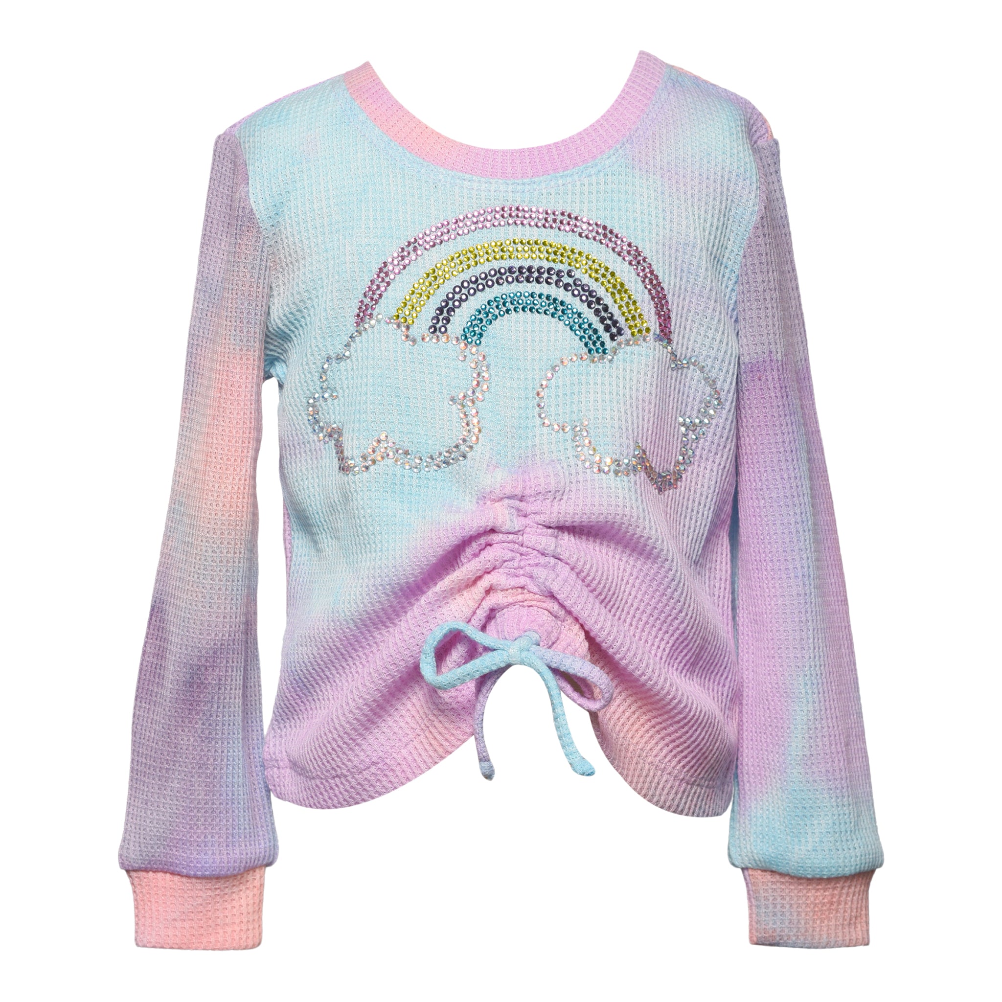 Rainbow Tie Dye Waffle Cinched Top - Denny's