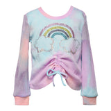 Rainbow Tie Dye Waffle Cinched Top - Denny's
