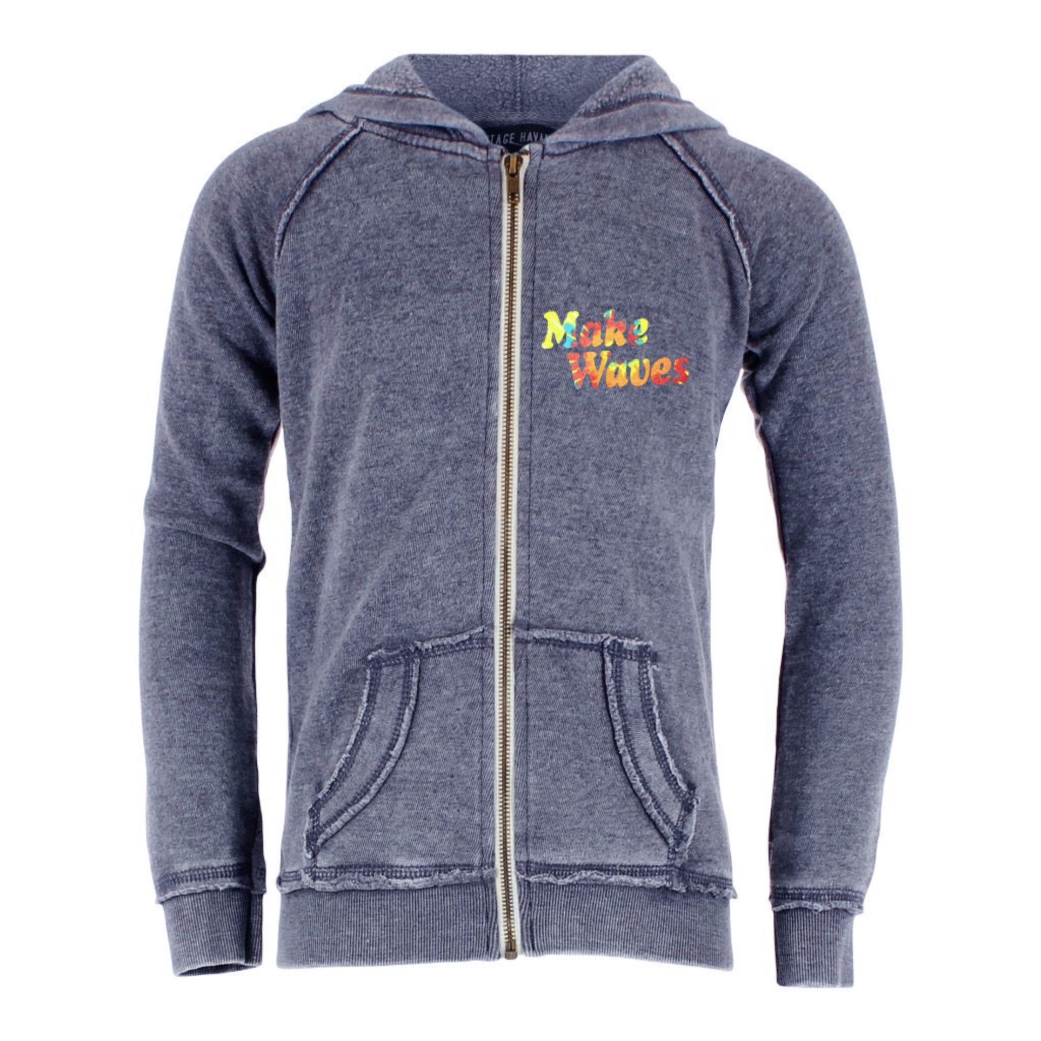 Make Waves Burnout Full Zip Hoodie - Denny's