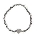 4mm Silver Ball Zirconia Heart Bracelet - Denny's
