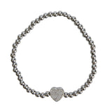 4mm Silver Ball Zirconia Heart Bracelet - Denny's