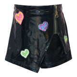Hearts Patch Faux Leather Skort - Denny's