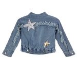 Sequin Star Patch Denim Fringe Jacket - Denny's