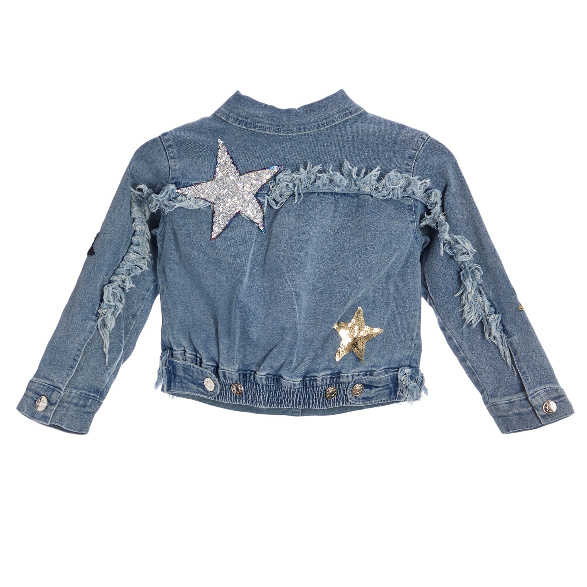 Sequin Star Patch Denim Fringe Jacket - Denny's