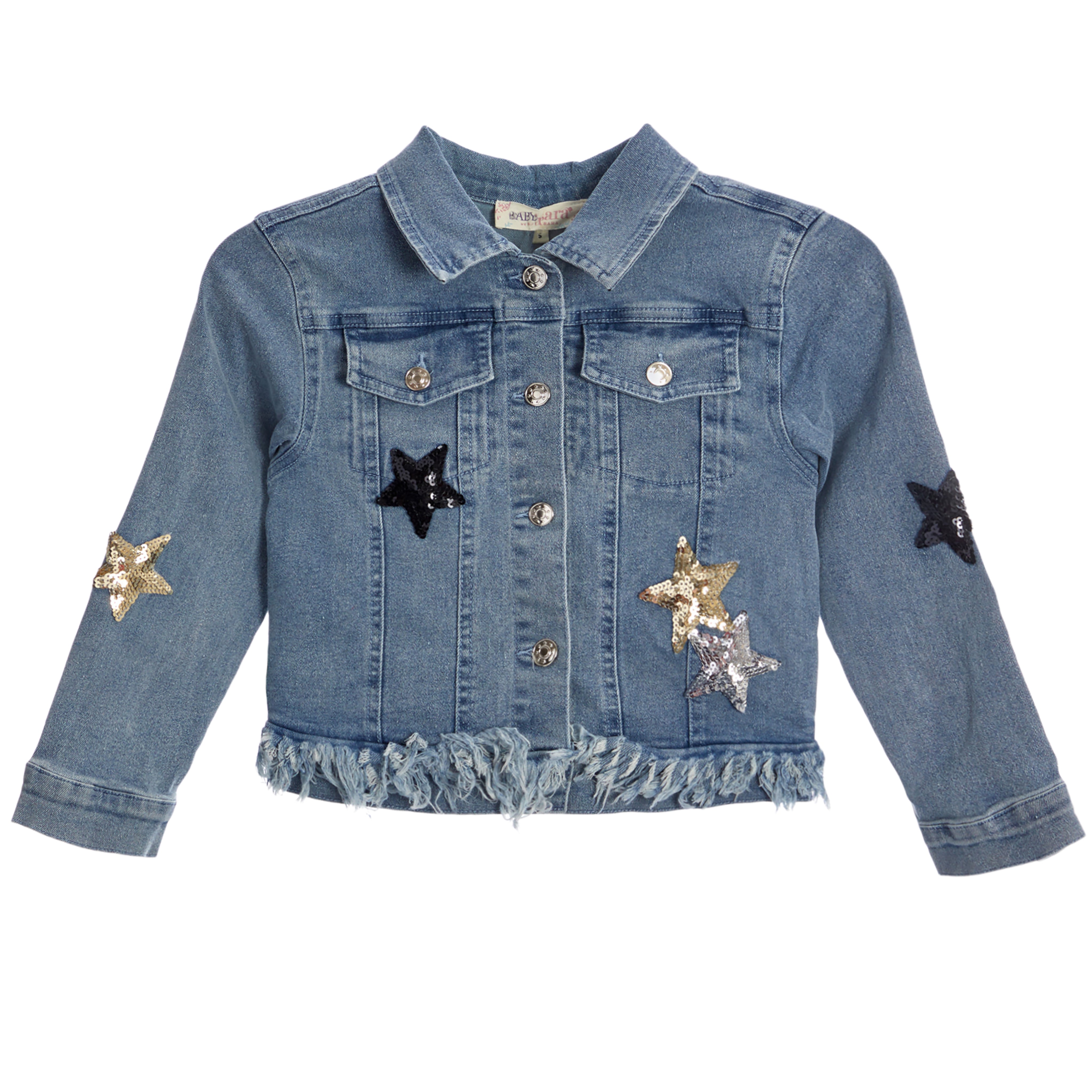 Sequin Star Patch Denim Fringe Jacket - Denny's