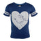 Short Sleeve Varsity Tee with Distressed Heart - Denny's