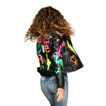 Graffiti Faux Leather Biker Jacket - Denny's