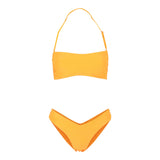 Solid Ribbed Bandeau & V Bottom Bikini - Denny's