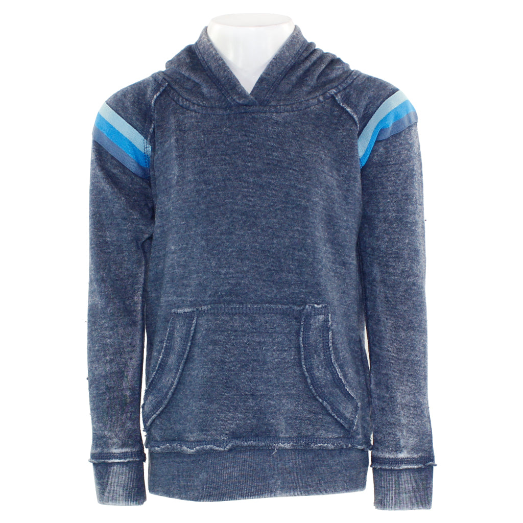Pull Over Hoodie With Two Tone Stripes - Denny's