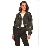 Star Print Washed Terry Shirt Jacket - Denny's