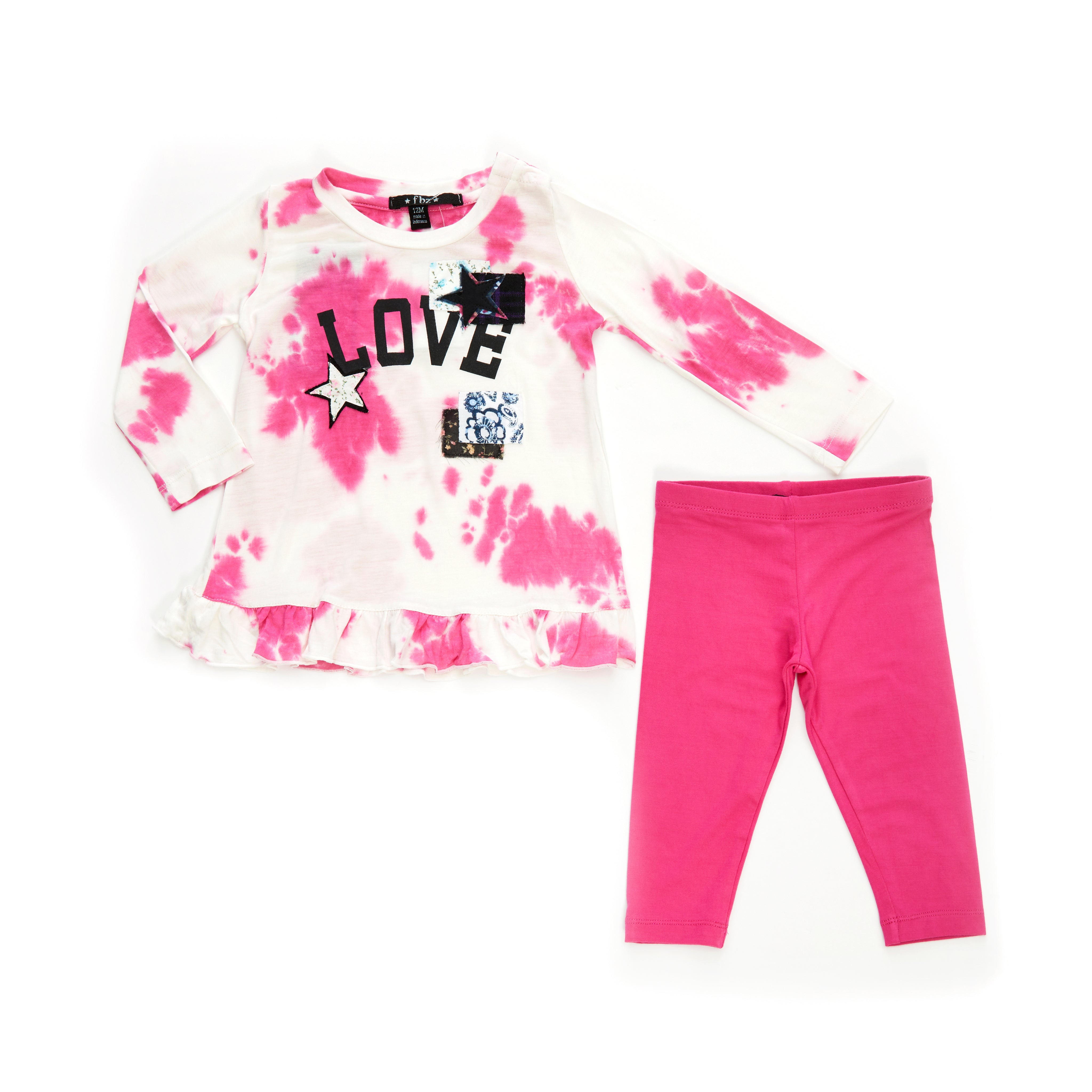 Love Patch Bleach 2pc Peplum Top & Legging Set - Denny's