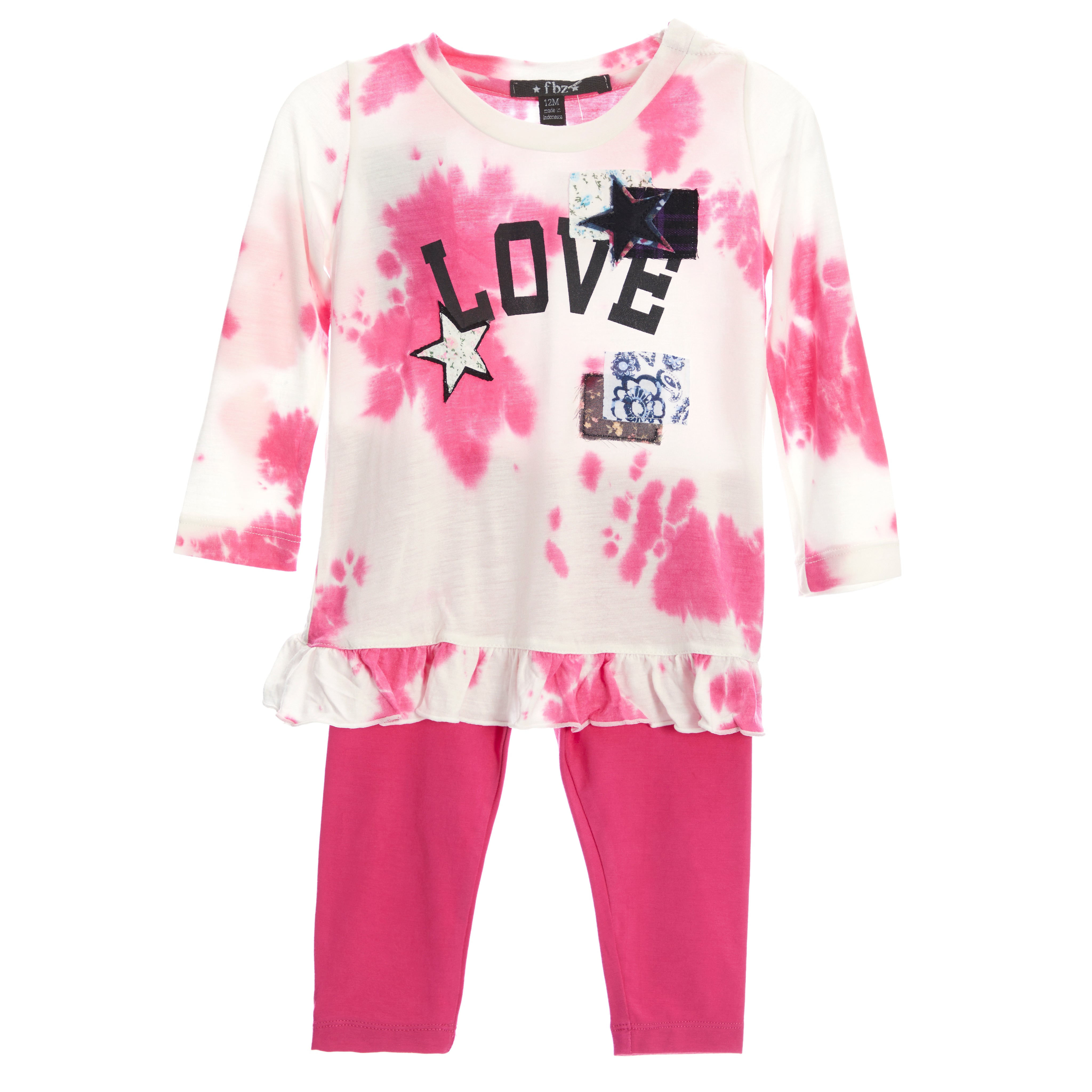 Love Patch Bleach 2pc Peplum Top & Legging Set - Denny's
