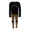 Two Piece Set Tie Front Long Sleeve Top and Leopard Legging - Denny's