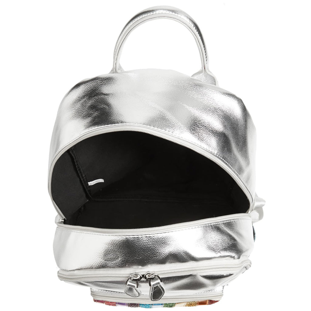 Silver Backpack with Rainbow Glitter Pocket - Denny's