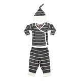 3 Piece Wrap Set Charcoal Stripe - Denny's