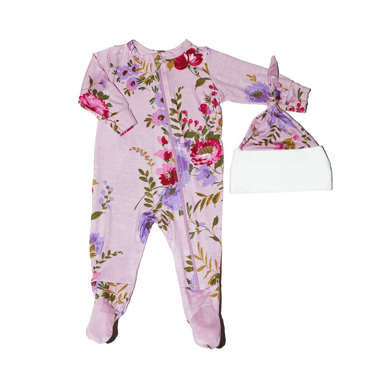Dusty Rose Footie and Hat 2 Piece Set - Denny's
