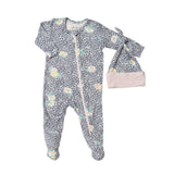 Jungle Floral Footie and Hat 2 Piece Set - Denny's