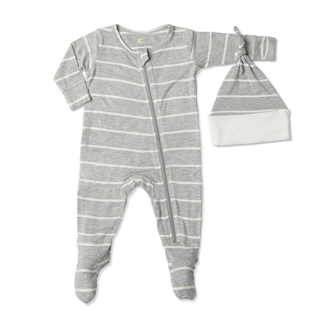 2pc Heather Gray Stripe Footie - Denny's