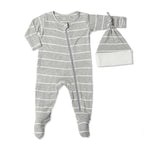 2pc Heather Gray Stripe Footie - Denny's
