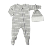 2pc Heather Gray Stripe Footie - Denny's