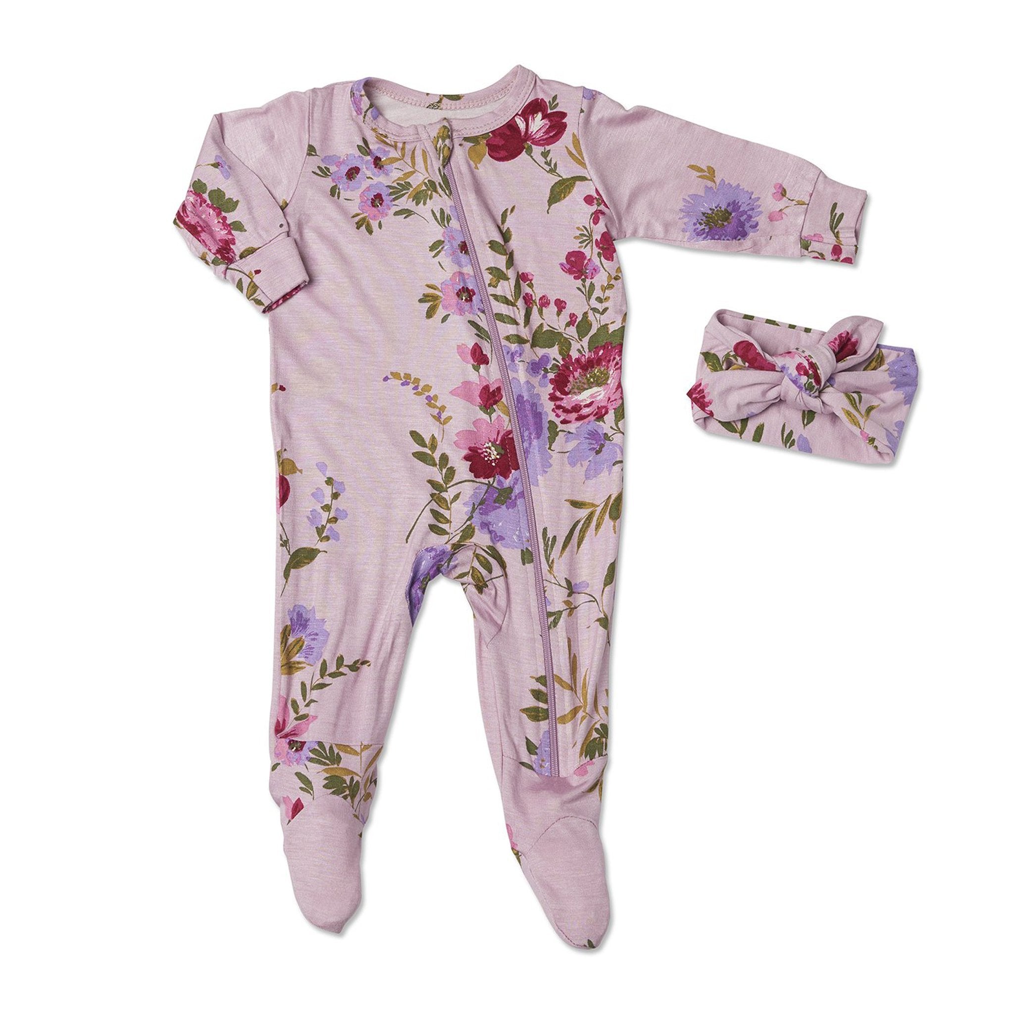2pc Dusty Rose Footie - Denny's