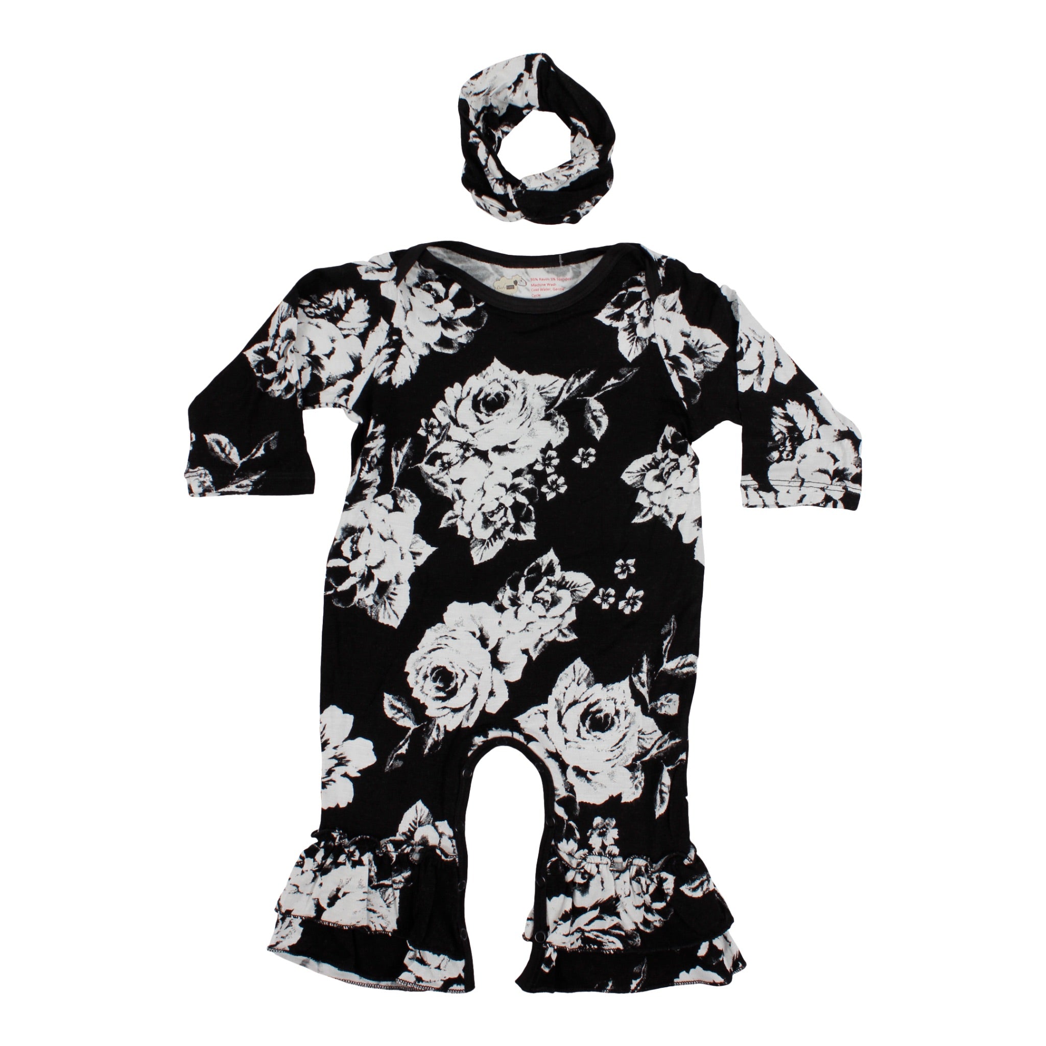 2 Piece Coverall Black Floral - Denny's