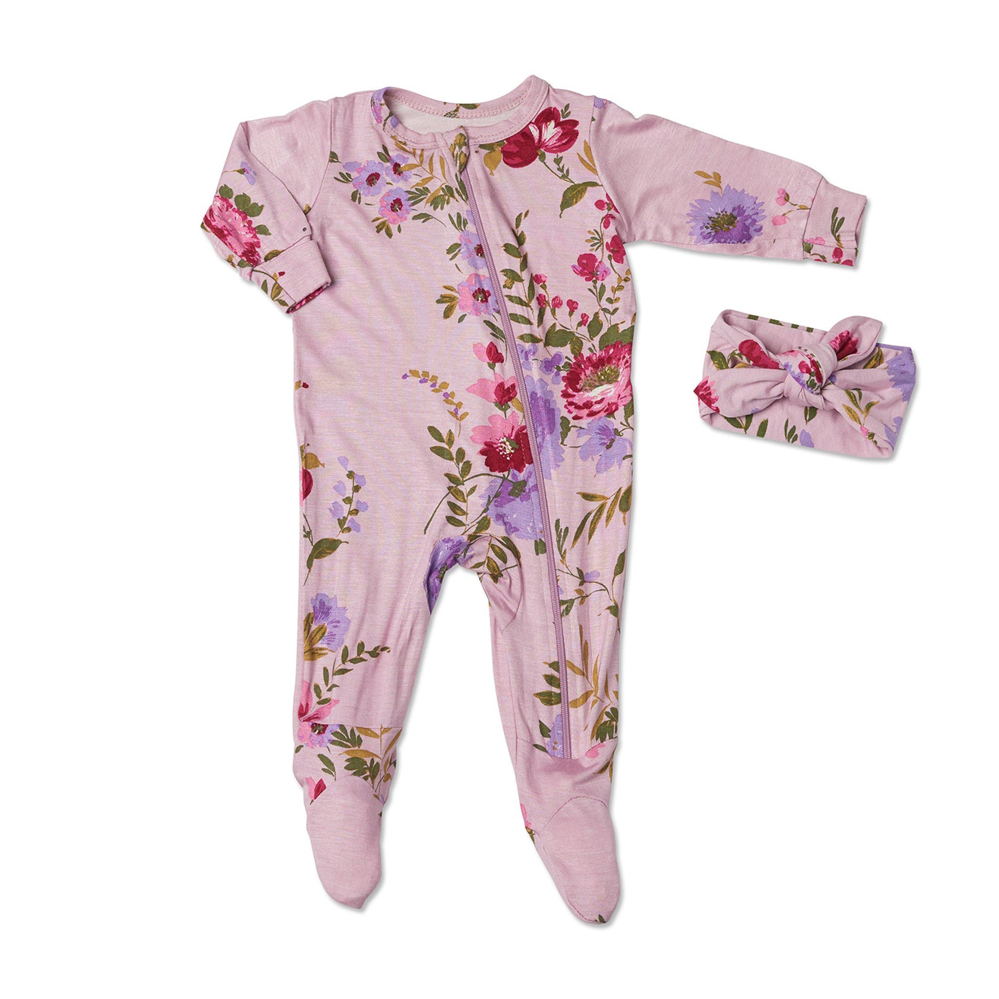 2pc Dust Rose Footie - Denny's