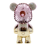 Pink & Gold Rhinestone Bear Fan - Denny's