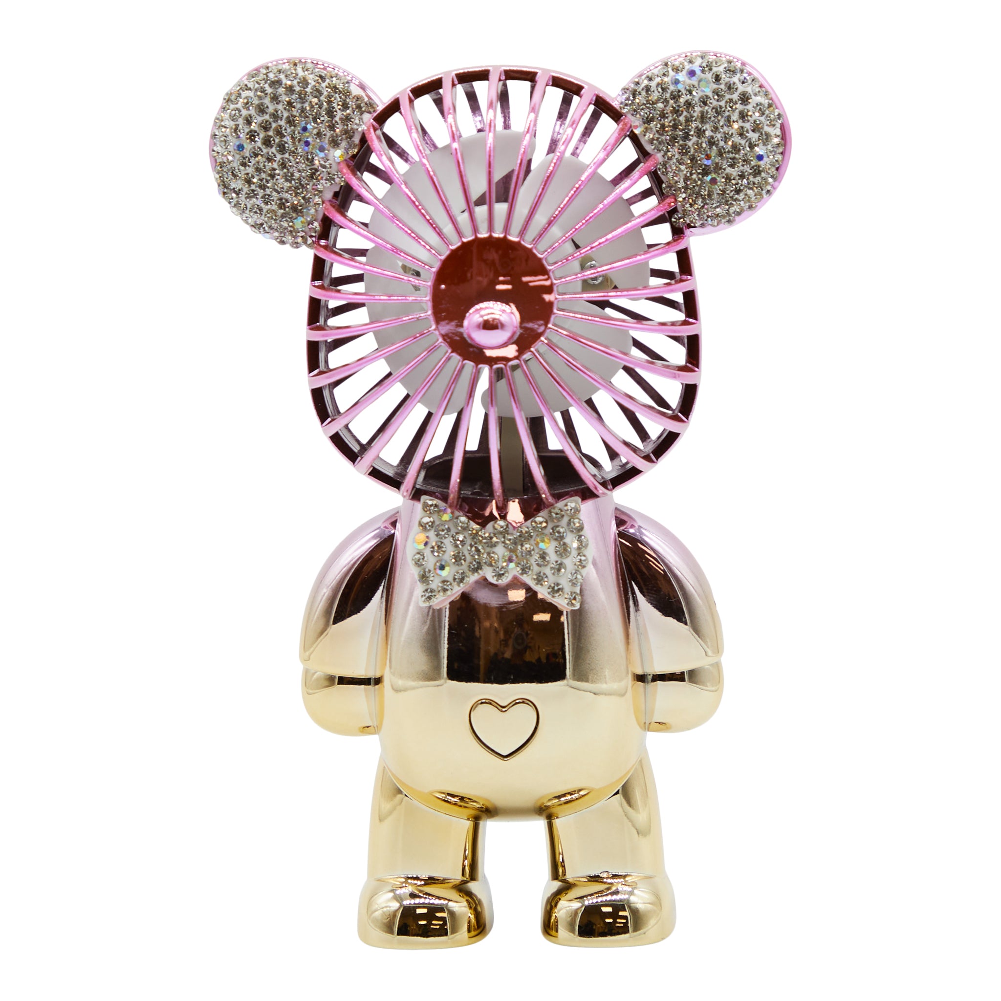 Pink & Gold Rhinestone Bear Fan - Denny's