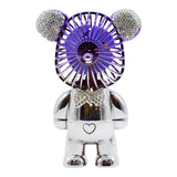 Lavender & Silver Rhinestone Bear Fan - Denny's