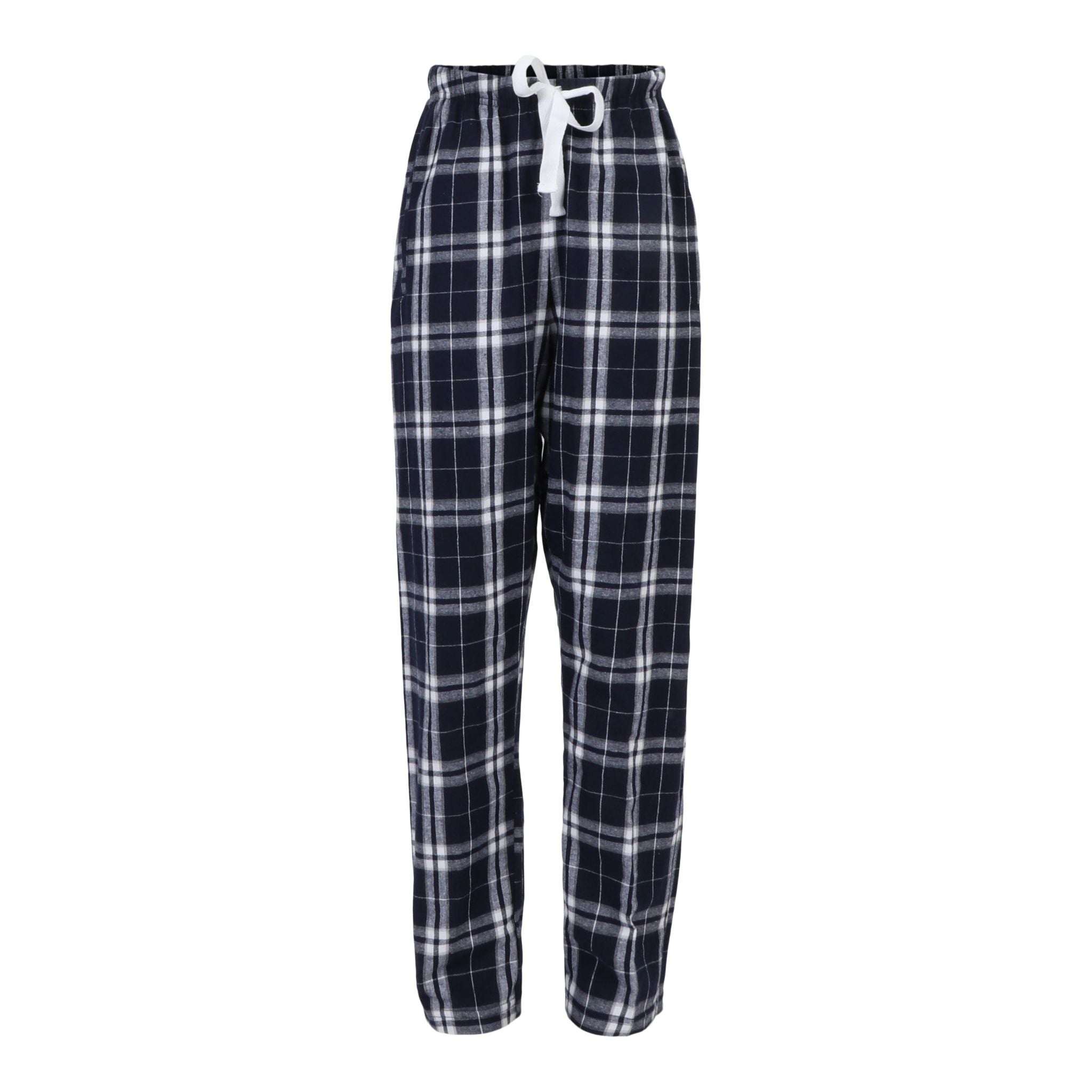 Hailey Navy & Silver Plaid Flannel Pant - Denny's