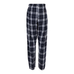 Hailey Navy & Silver Plaid Flannel Pant - Denny's