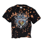 Short Sleeve Bleached Bon Jovi Tee with Cuts - Denny's