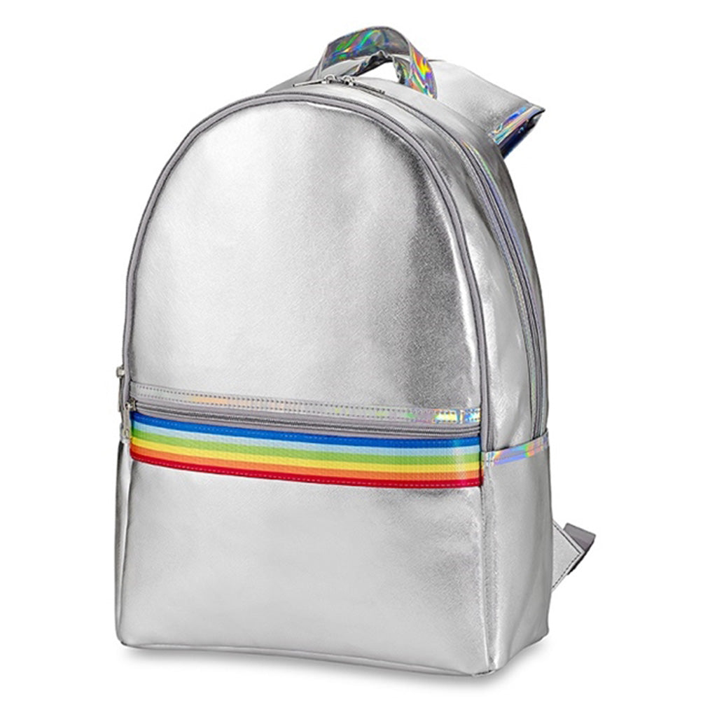 Leather Metallic Backpack with Rainbow Taping - Denny's