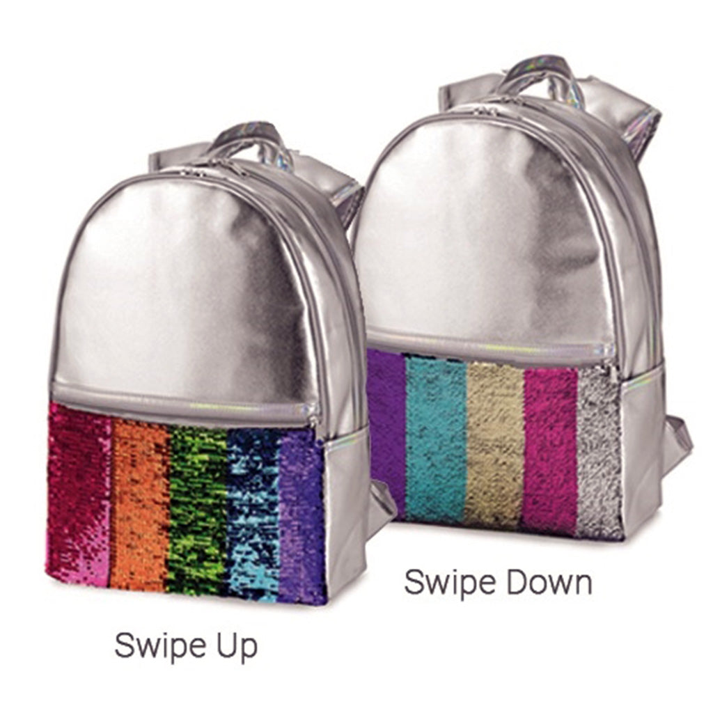 Metallic Leather Backpack with Rainbow Sequin Front - Denny's