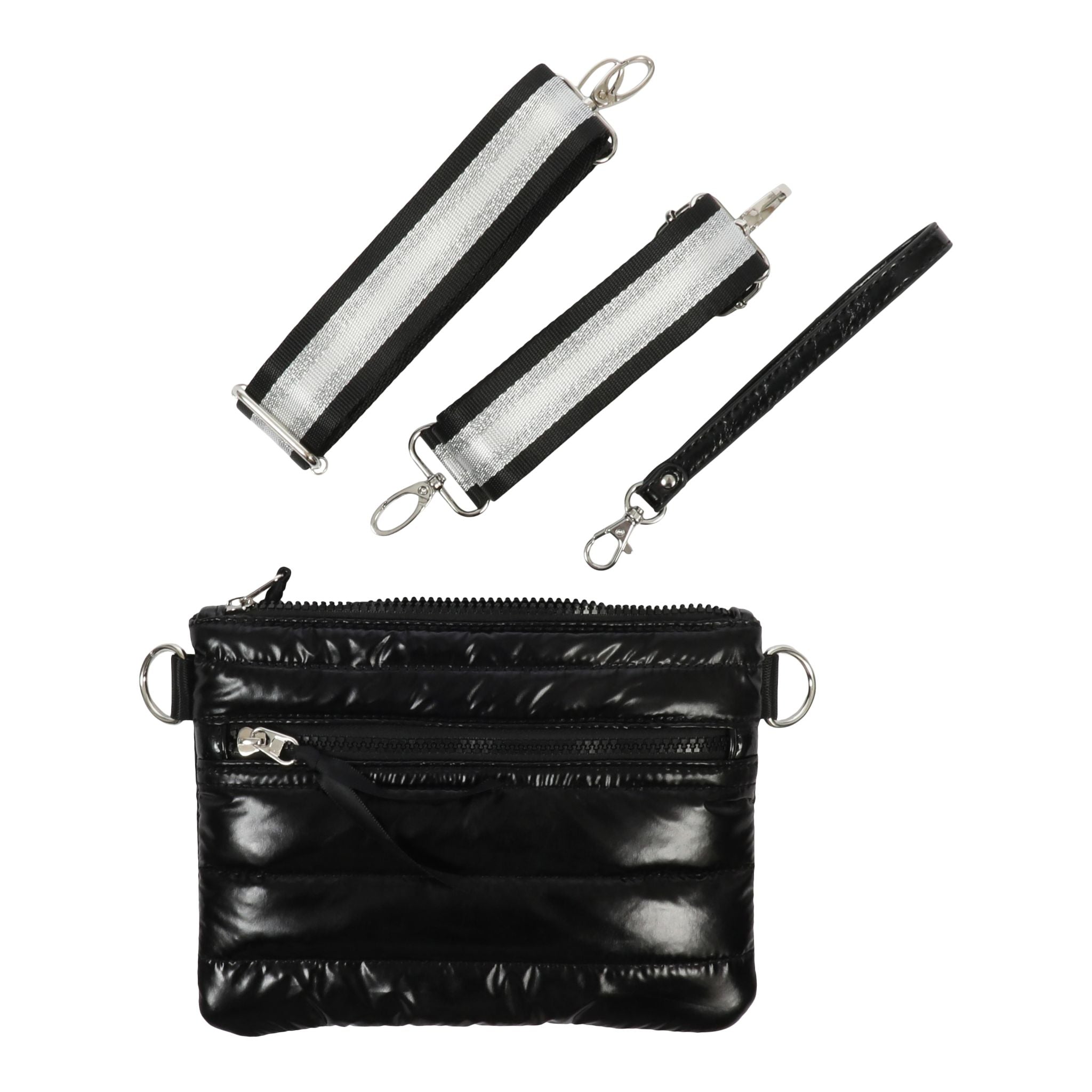 Allie Crossbody Puffer Metallic Black 3 in a Box - Denny's