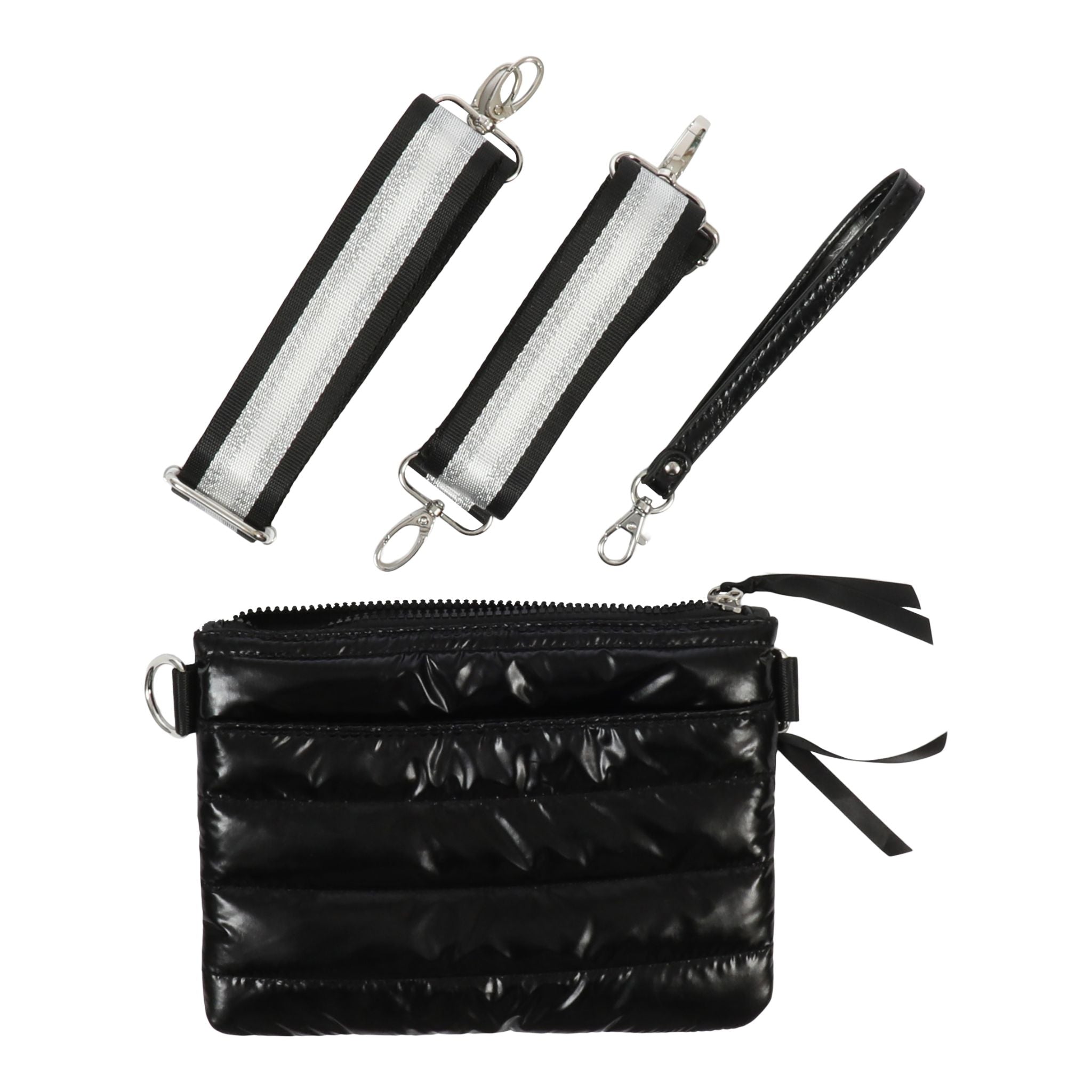 Allie Crossbody Puffer Metallic Black 3 in a Box - Denny's