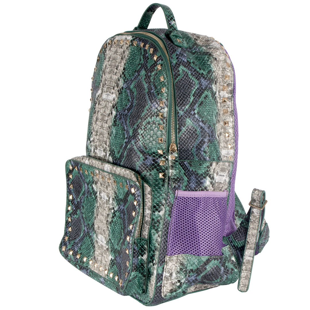Green Studded Python Backpack – Denny's X Lester's