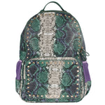 Green Studded Python Backpack - Denny's