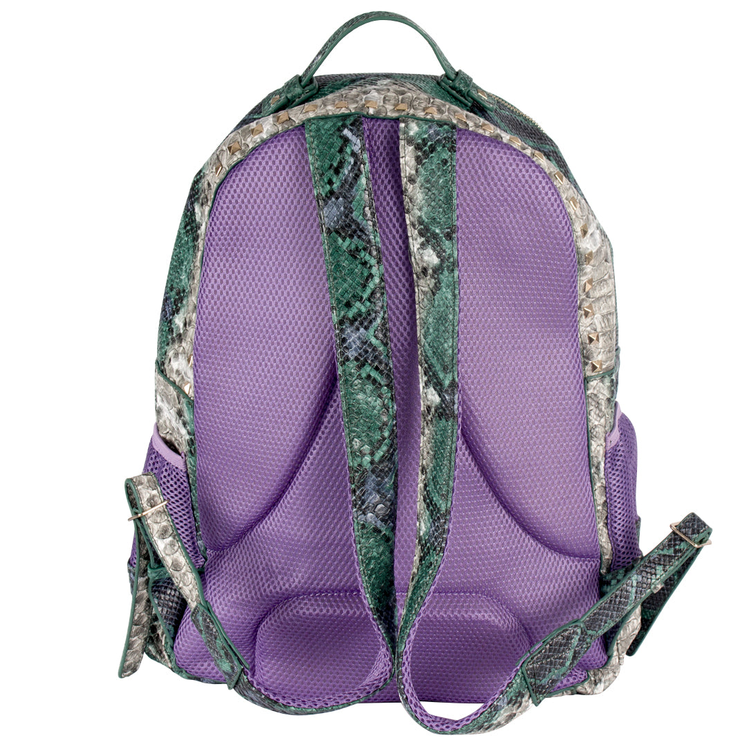 Green Studded Python Backpack - Denny's